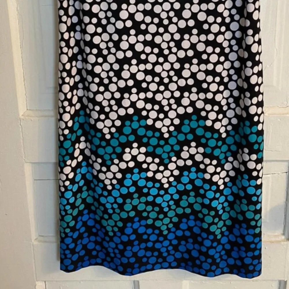 Liz Claiborne Black White Blue Polka Dot Dress